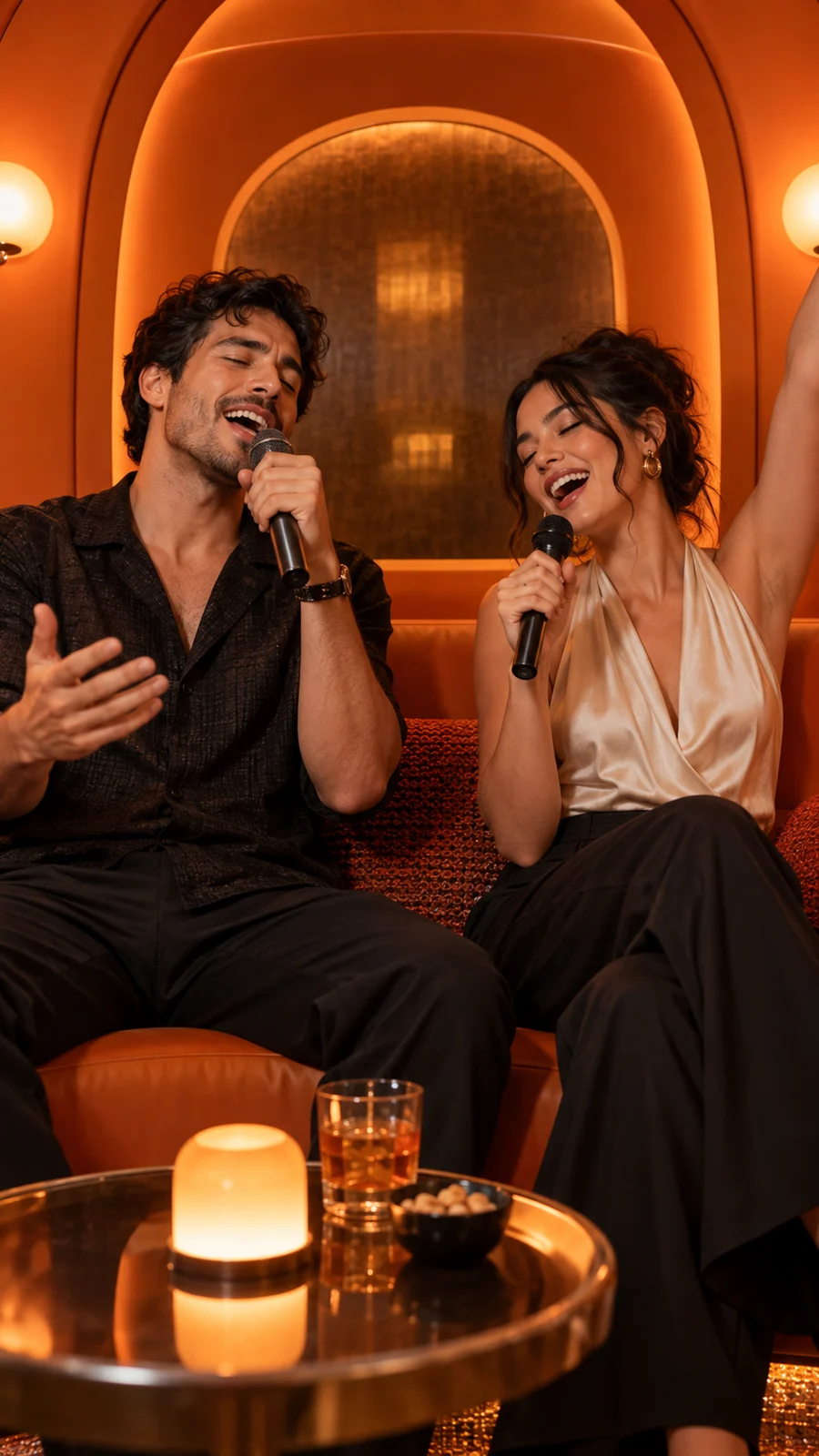 Hotel Lobby AI orange booth duet template
